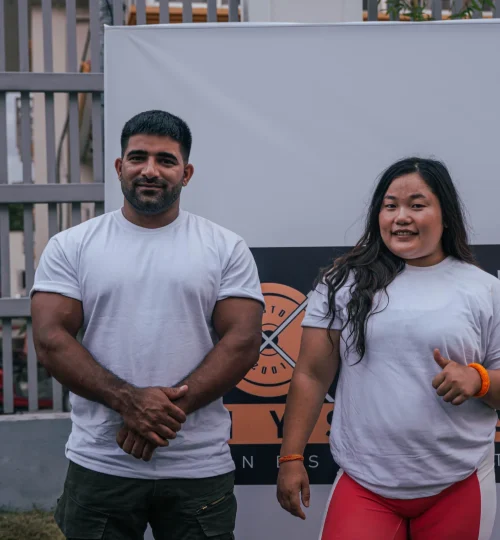 Two athletes Mannu Kala Rai and Umesh Prasad Bhatta from TPFC (Total Physical Fitness Center) at the Asian Powerlifting Championship